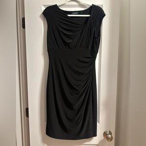 Ralph Lauren Black Draped Midi Dress